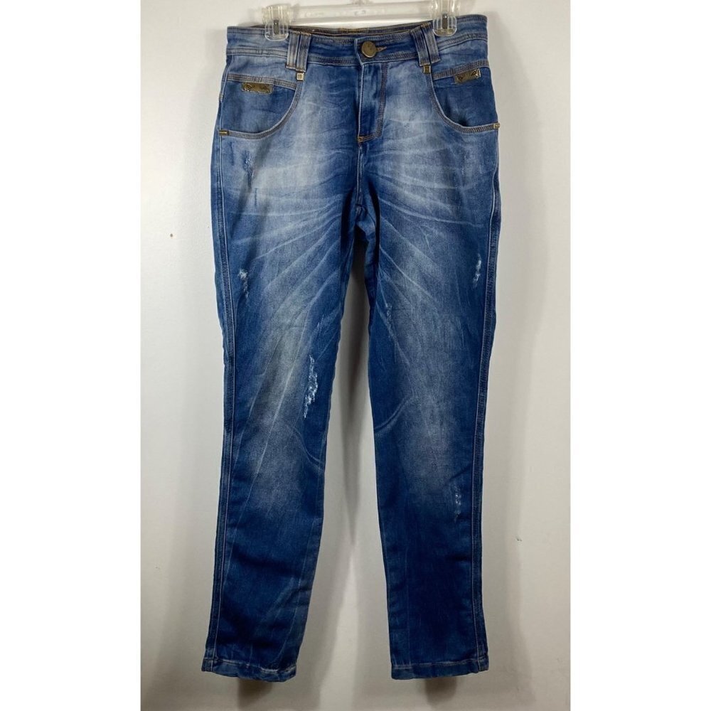 Mens Brazilian Pit Bull Jeans Destroyed Slim 34‎ US 40 Brasil